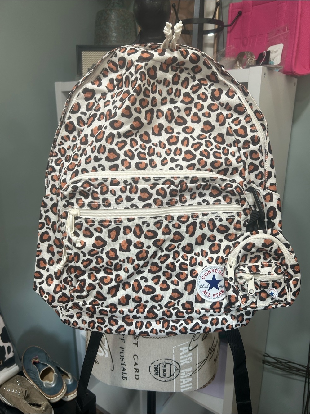 Converse Leopard Print White Tan Black Backpack